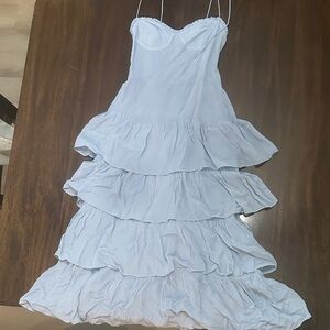 Reformation Light Blue Tiered Maxi Dress